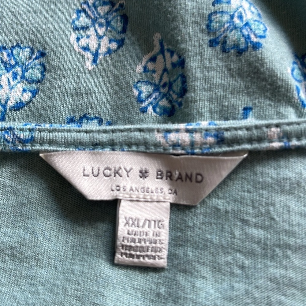 Lucky Brand - blue/green with light blue & white floral - square neckline - XXL - Picture 3 of 4